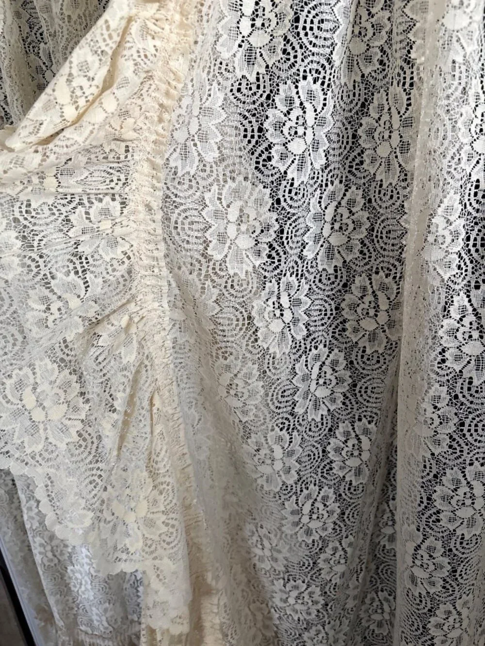 Cream Lace Curtain Panels Ruffles 66